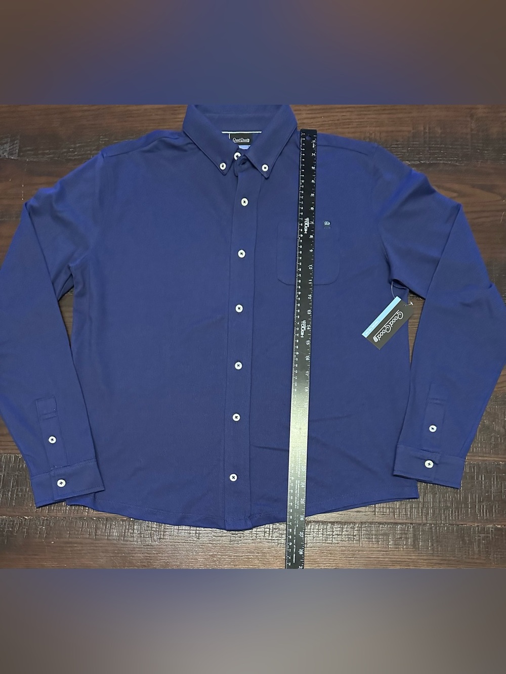 Croft & Barrow Long-Sleeve Button-Down Shirt in Navy - Picture 5 of 6